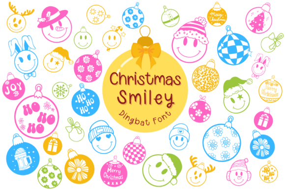 Festive Christmas Smiley Dingbats for Holiday Designs